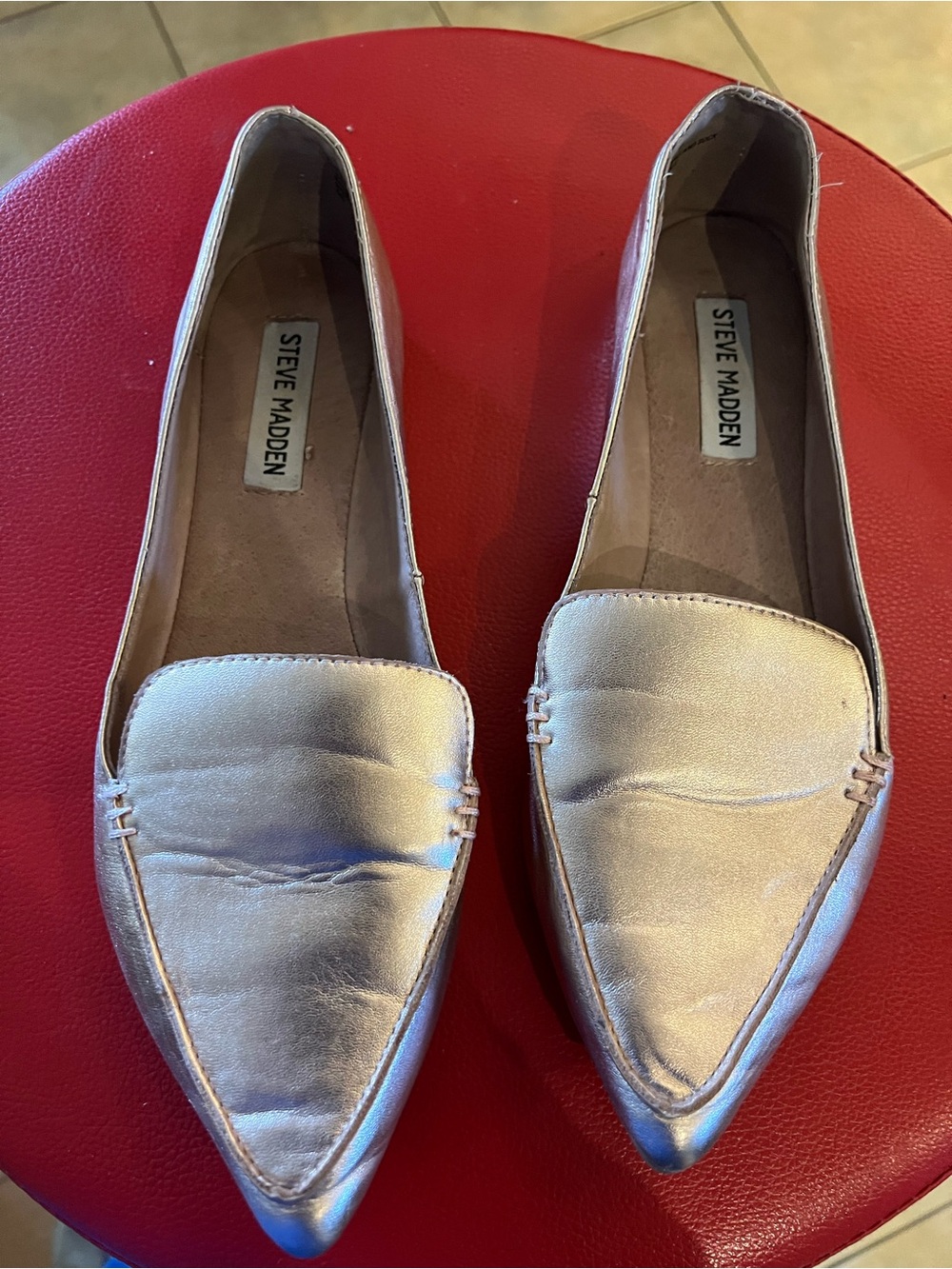 Steve Madden Metallic Pointed Toe Flats in Rose